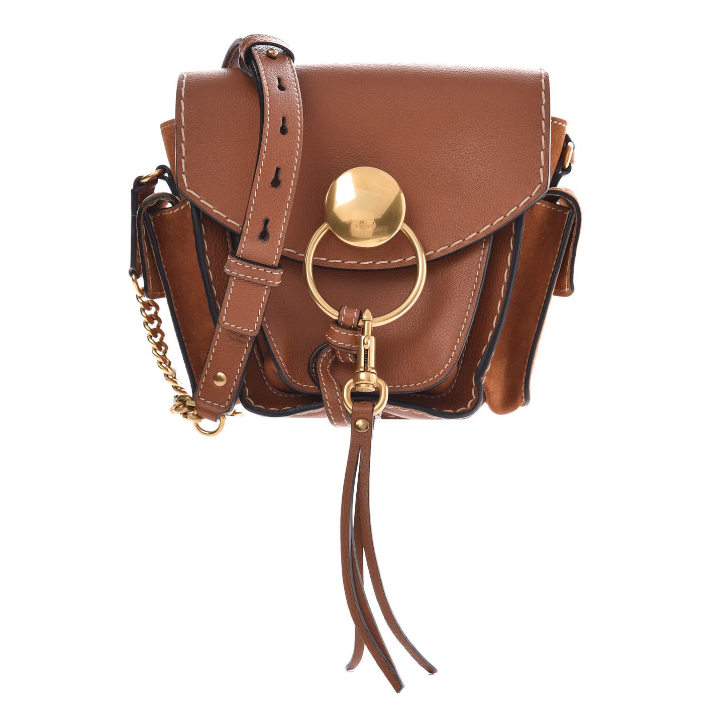 Calfskin Suede Small Jodie Camera Bag Caramel