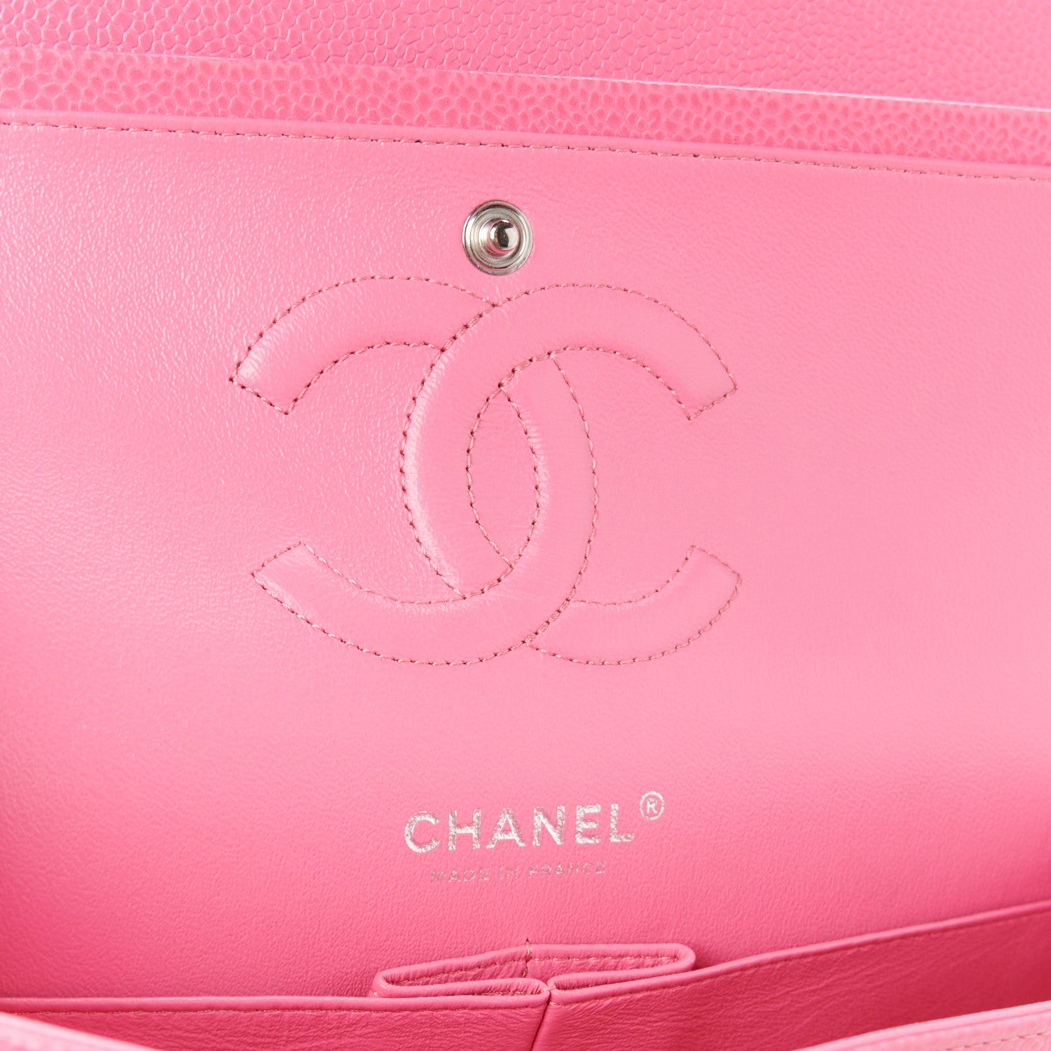 Chanel Caviar Chevron Quilted Medium Double Flap Pink 6 of 11