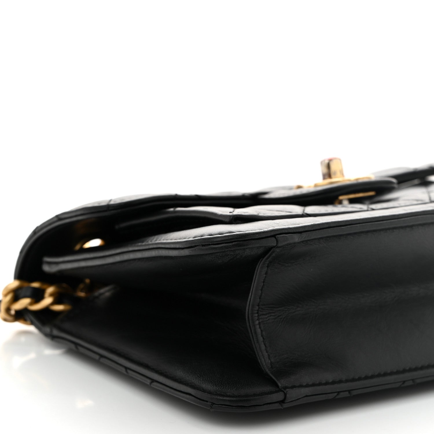 Chanel Aged Calfskin Quilted Double You Mini Flap Black 9 of 11