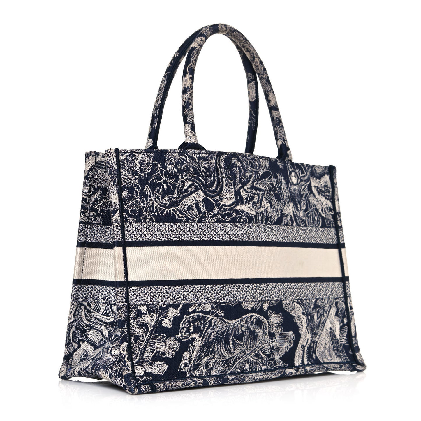 Canvas Embroidered Medium Dioriviera Toile De Jouy Book Tote Blue