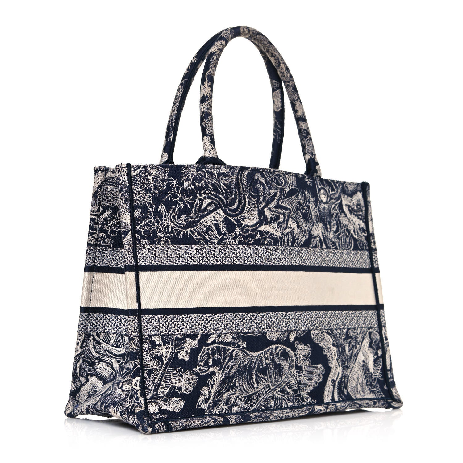 Christian Dior Canvas Embroidered Medium Dioriviera Toile De Jouy Book Tote Blue 3 of 15