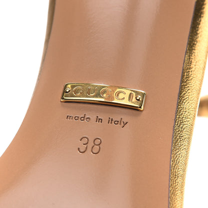 Gucci Metallic Nappa High Heel Sandals 38 Gold 7 of 7
