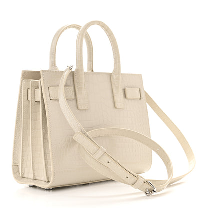 Saint Laurent Calfskin Crocodile Embossed Nano Sac De Jour Crema Soft 3 of 11