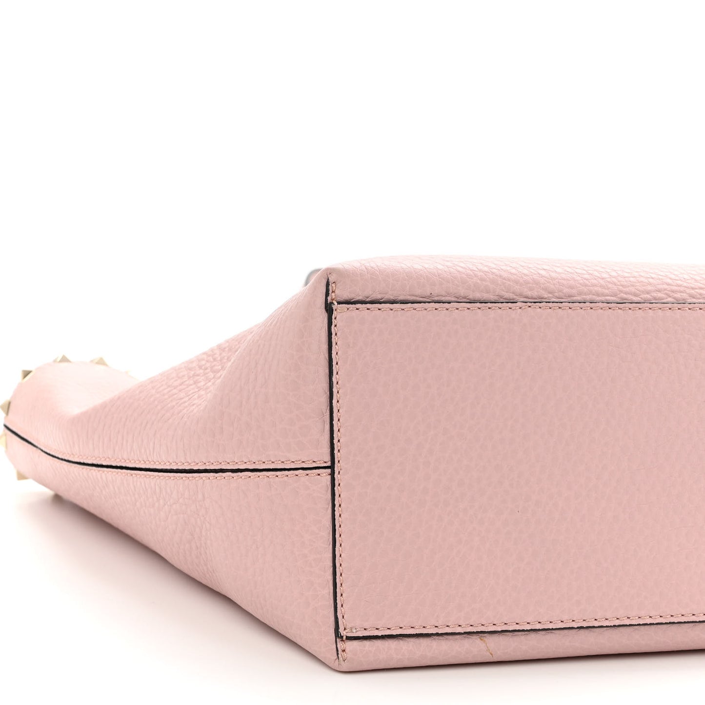 Grained Calfskin Rockstud Shoulder Tote Water Rose