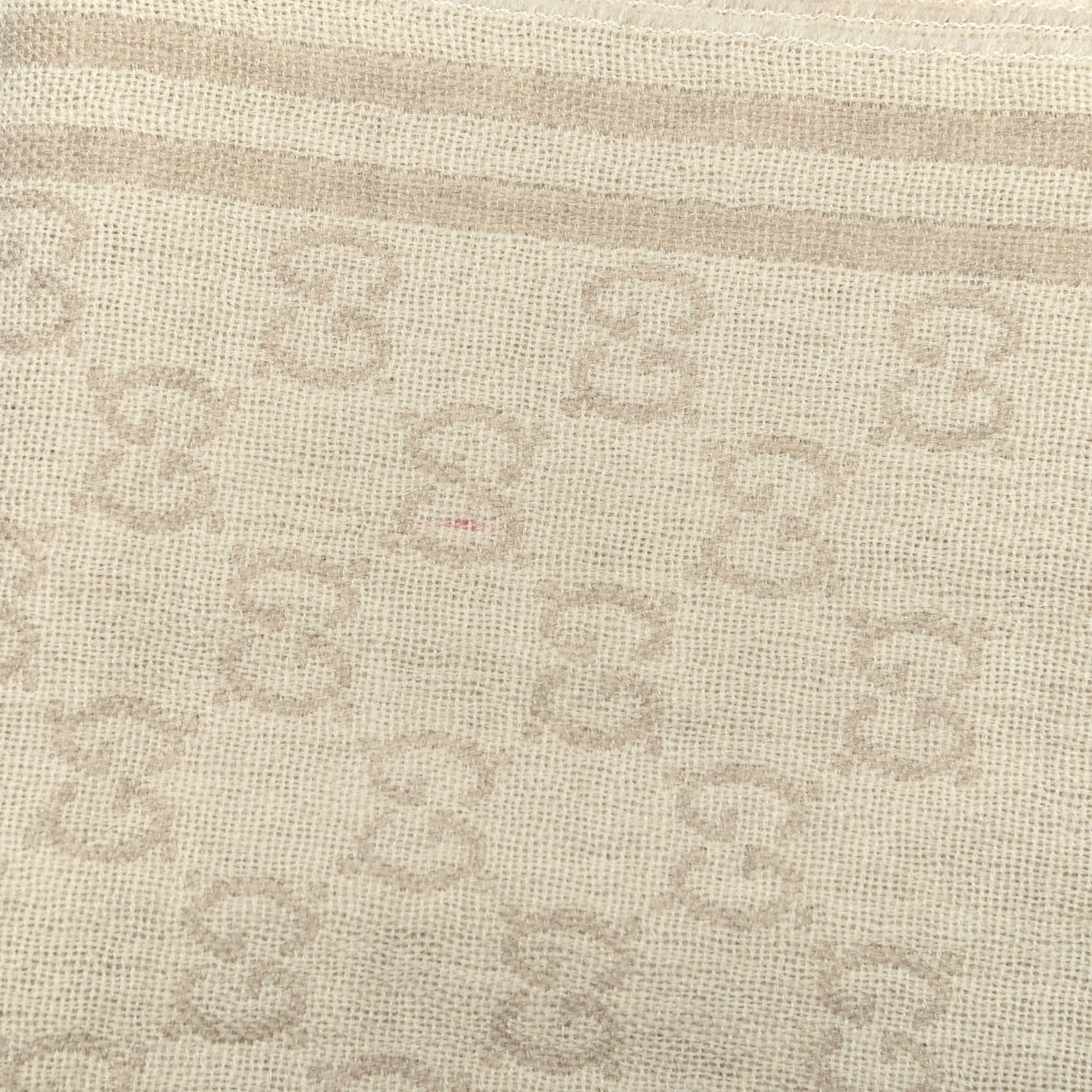 Wool Silk Monogram Fringe Scarf Beige