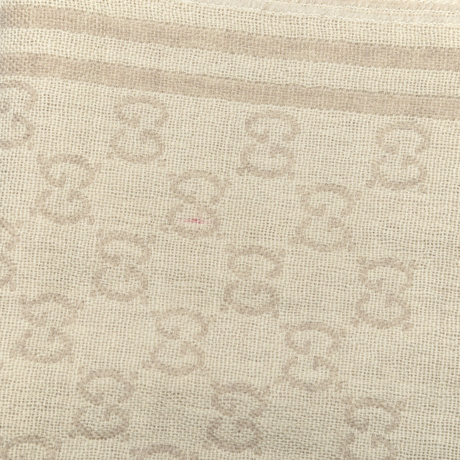 Gucci Wool Silk Monogram Fringe Scarf Beige 4 of 4