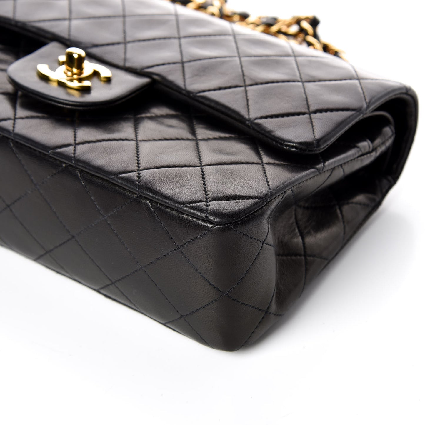 Lambskin Quilted Small Double Flap Black