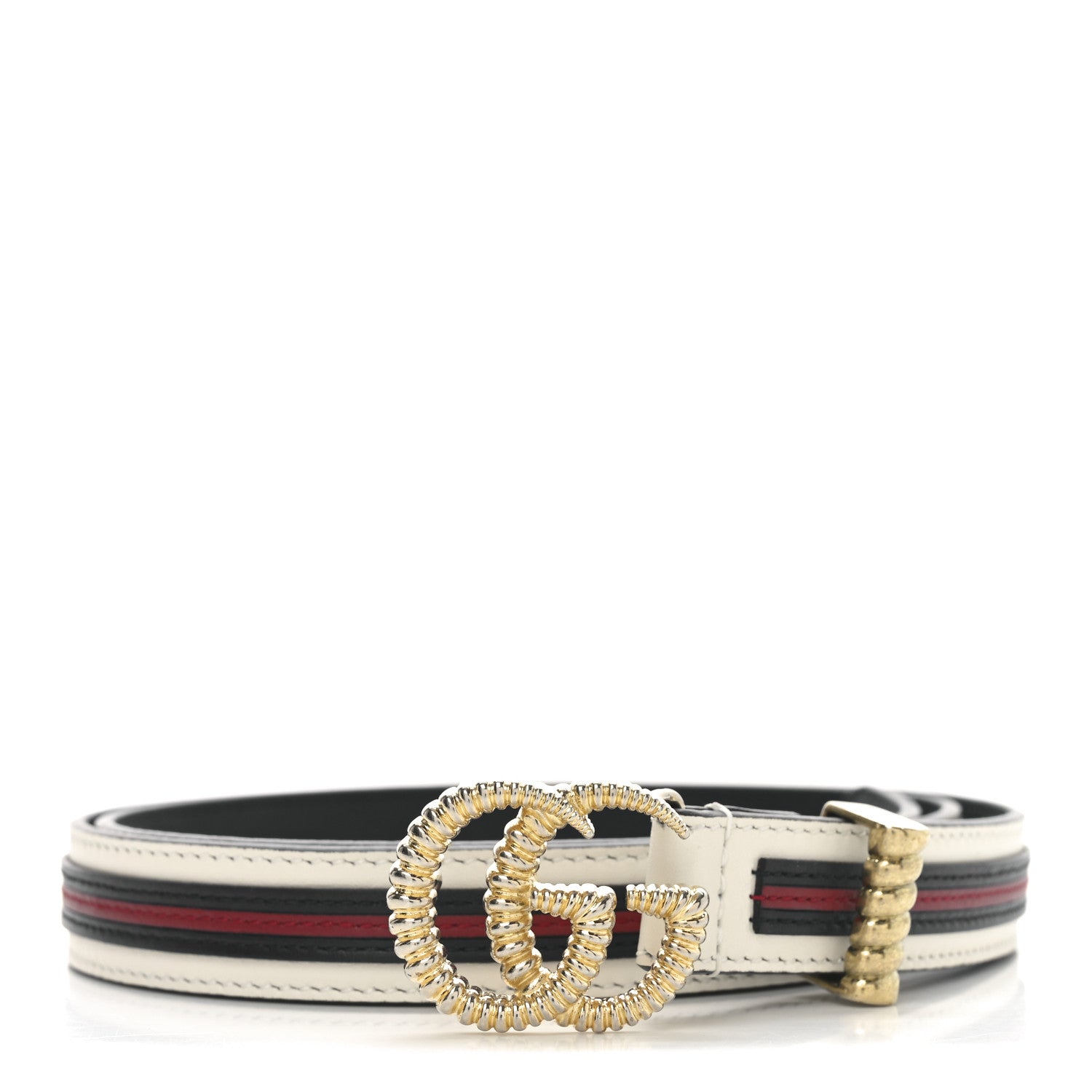 Gucci Calfskin 20mm Torchon Double G Sylvie Belt 85 34 Off White Blue Red 1 of 6
