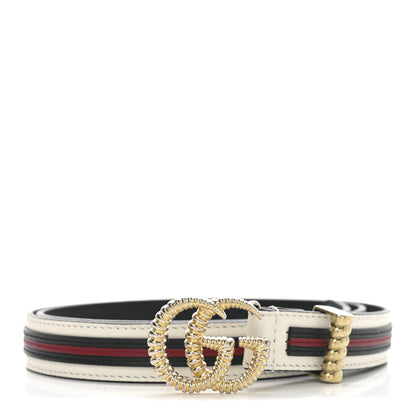 Gucci Calfskin 20mm Torchon Double G Sylvie Belt 85 34 Off White Blue Red 1 of 6