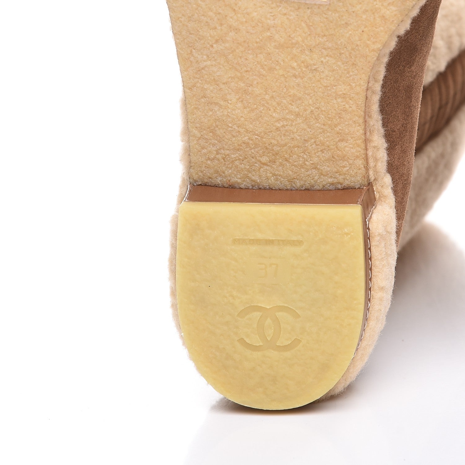 Chanel Shearling Suede Calfskin High Boots 37 Brown Beige 6 of 12