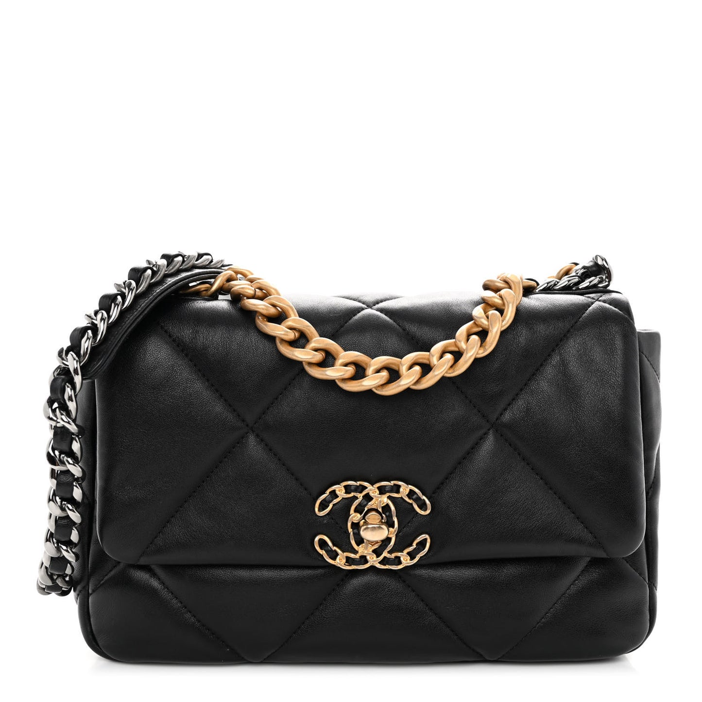 Lambskin Quilted Medium Chanel 19 Flap Black