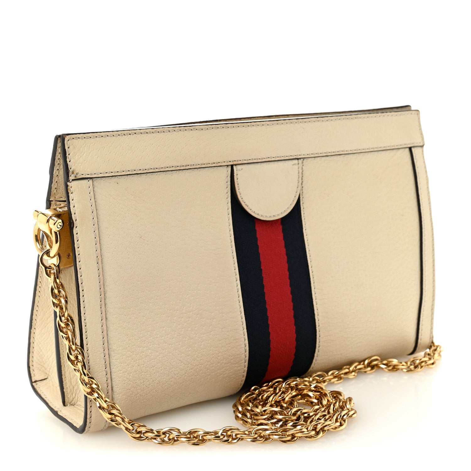 Gucci Textured Calfskin Web Small Ophidia Chain Shoulder Bag Mystic White 3 of 12
