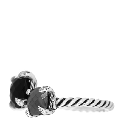 David Yurman Sterling Silver Diamond Black Onyx Hematine Chatelaine Bypass Ring 55 7.25 3 of 5