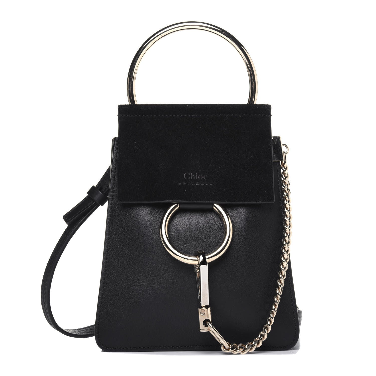 Chloe Suede Calfskin Mini Faye Bracelet Bag Black 1 of 16