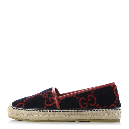 Gucci Terry Cloth GG Monogram Espadrilles 38.5 Blue Red 1 of 10