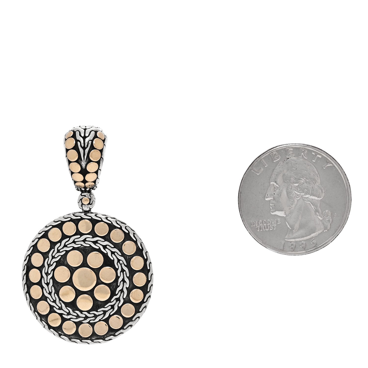 John Hardy Sterling Silver 18K Yellow Gold Dot Enhancer Pendant 2 of 4