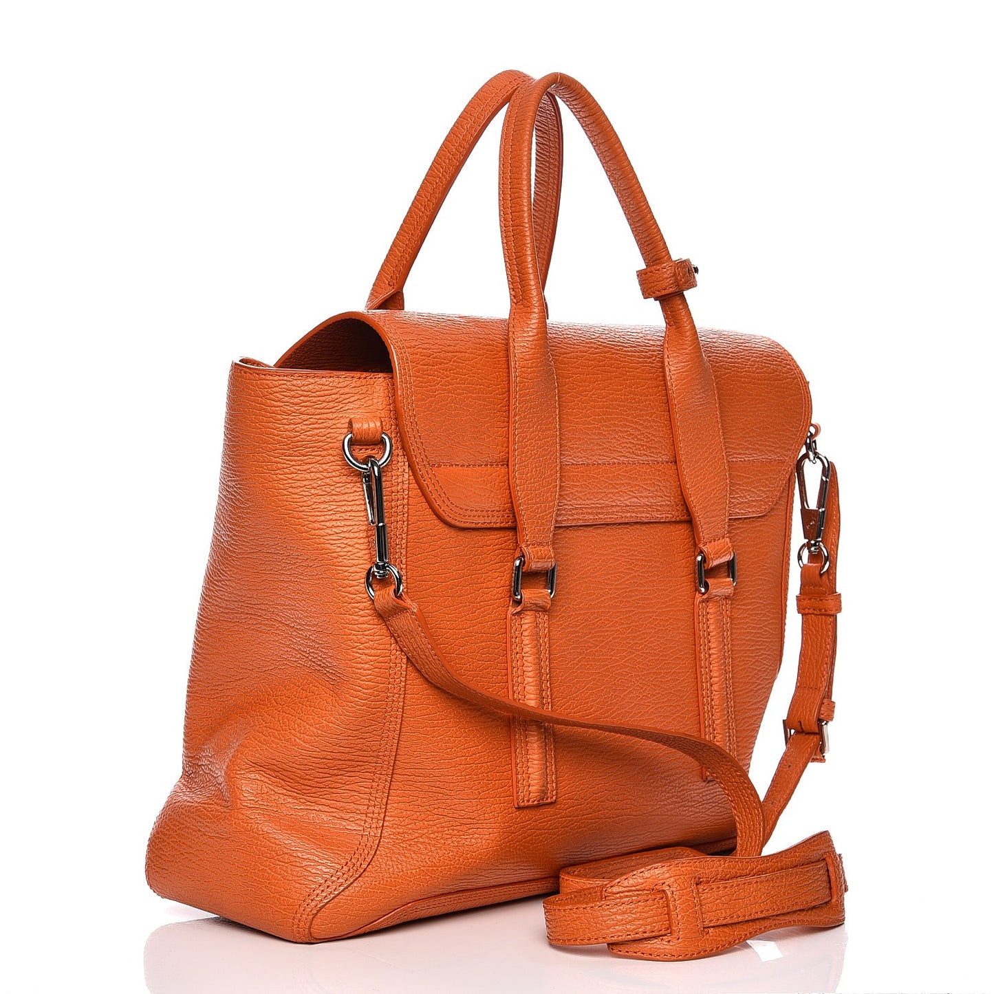 3.1 Textured Calfskin Large Pashli Satchel Mandarin
