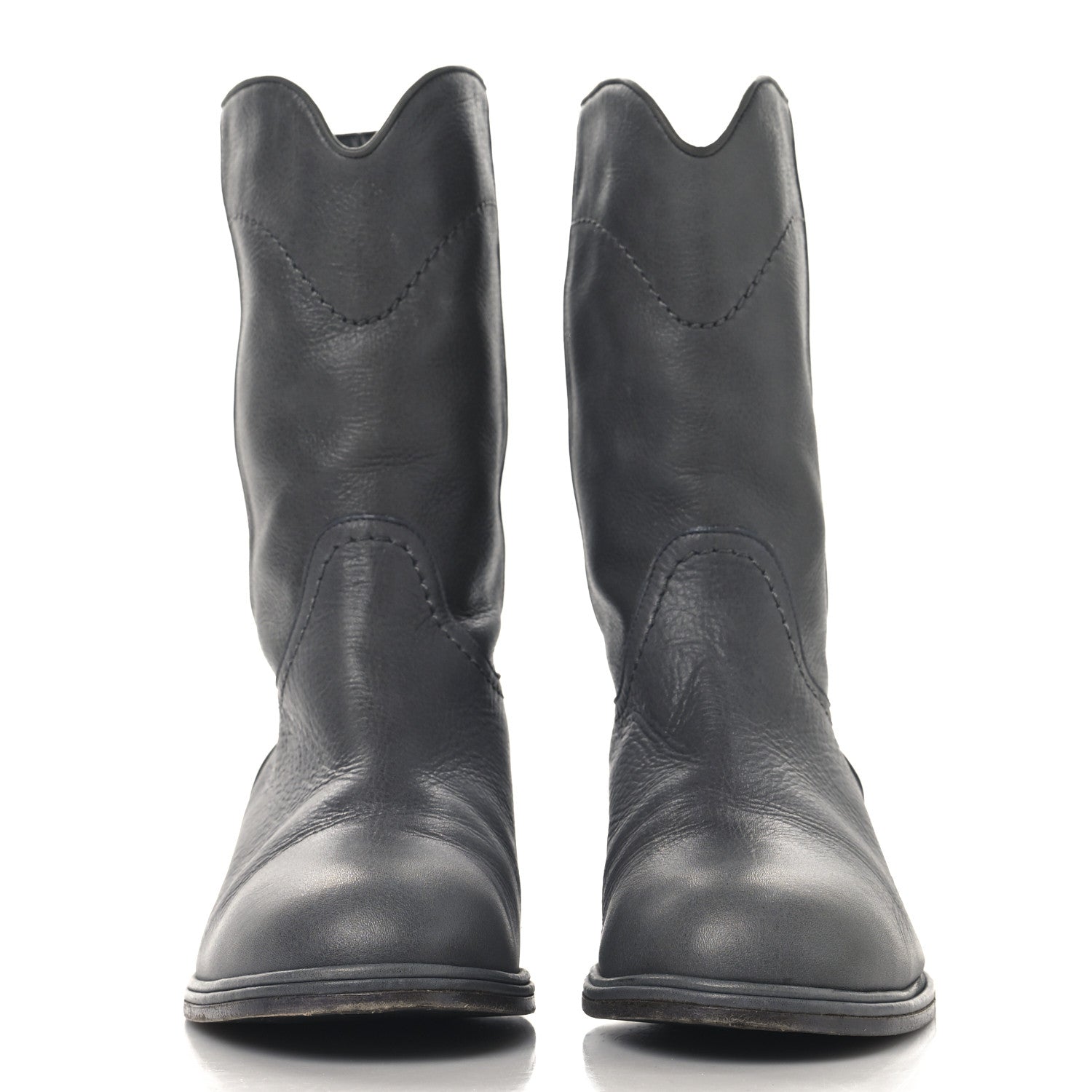 Chanel Calfskin Ascot CC Boots 37.5 Gray 2 of 9