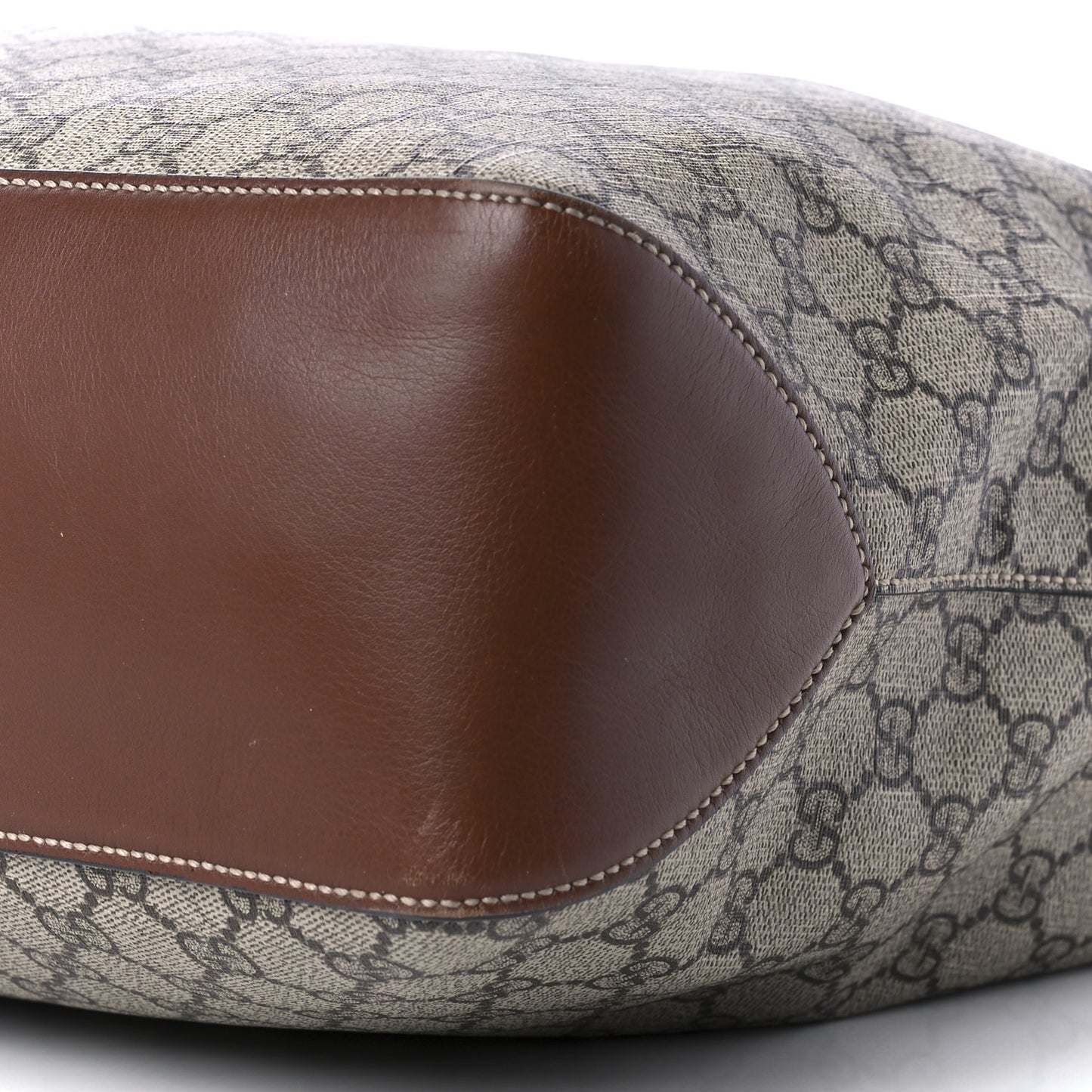 GG Supreme Monogram Large Linea A Hobo Light Brown