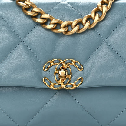 Chanel Goatskin Quilted Medium Chanel 19 Flap Light Blue 7 of 10