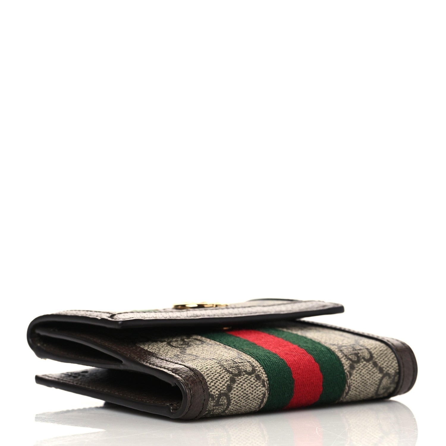 Gucci GG Supreme Monogram Web Ophidia French Flap Wallet Beige New Acero 4 of 6