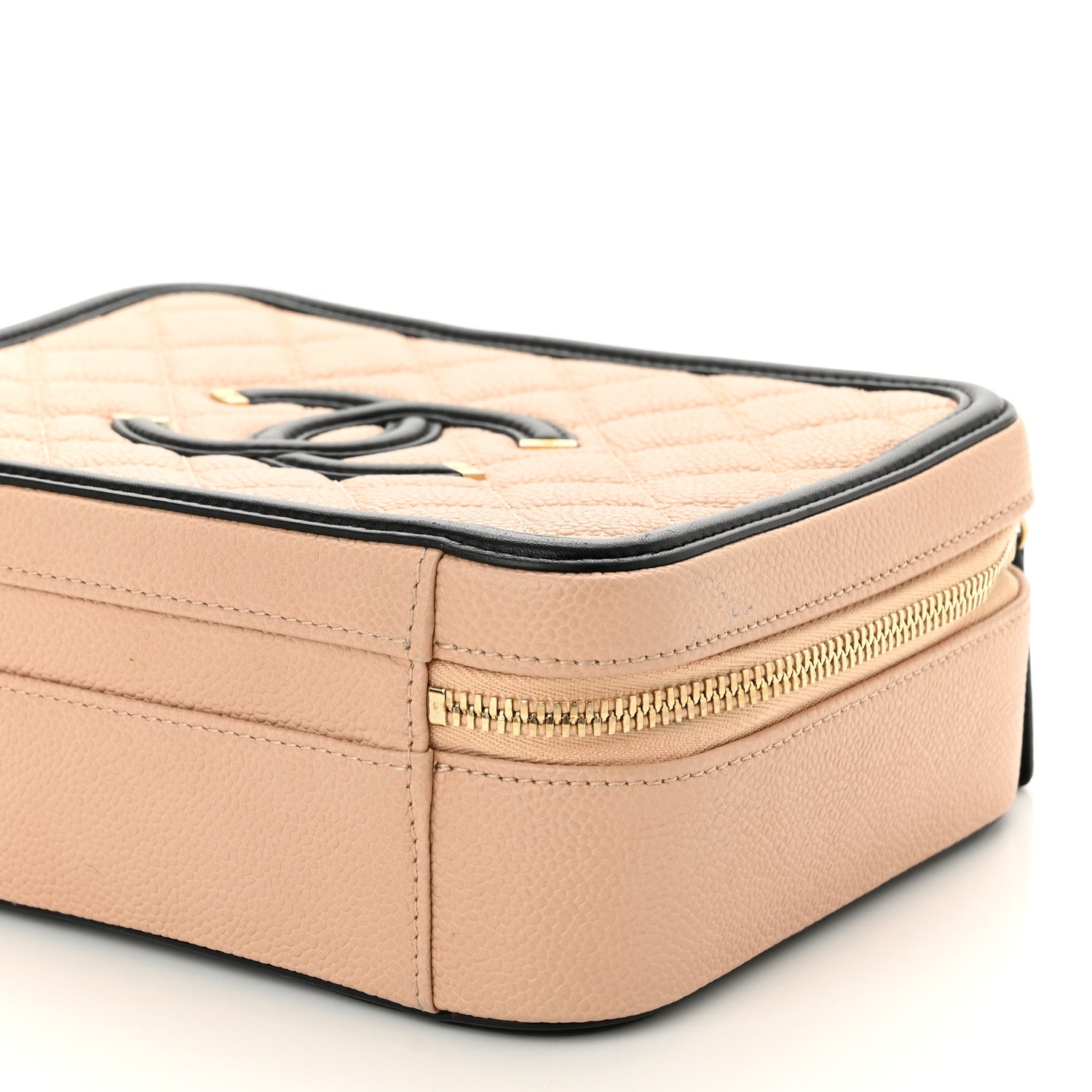 Chanel Caviar Quilted Medium CC Filigree Vanity Case Beige Black 10 of 10