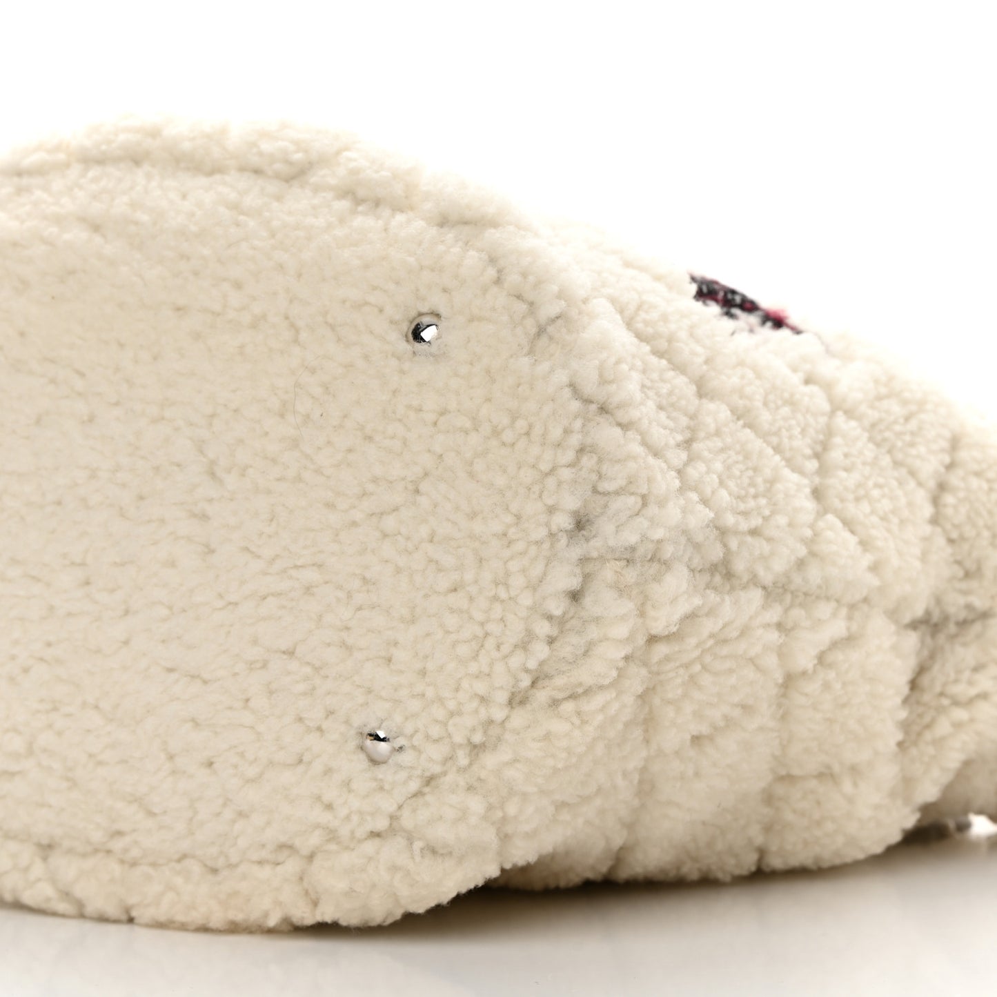 Shearling Sheepskin Tweed Large Coco Neige Tote White Black