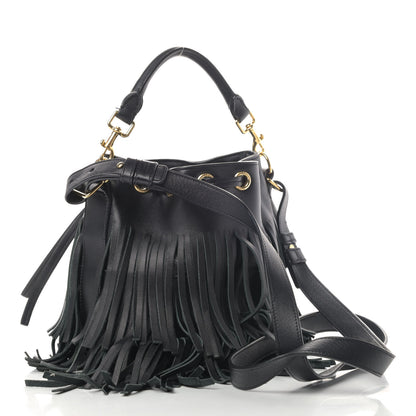 Saint Laurent Calfskin Small Emmanuelle Fringe Hobo Bag Black 2 of 5