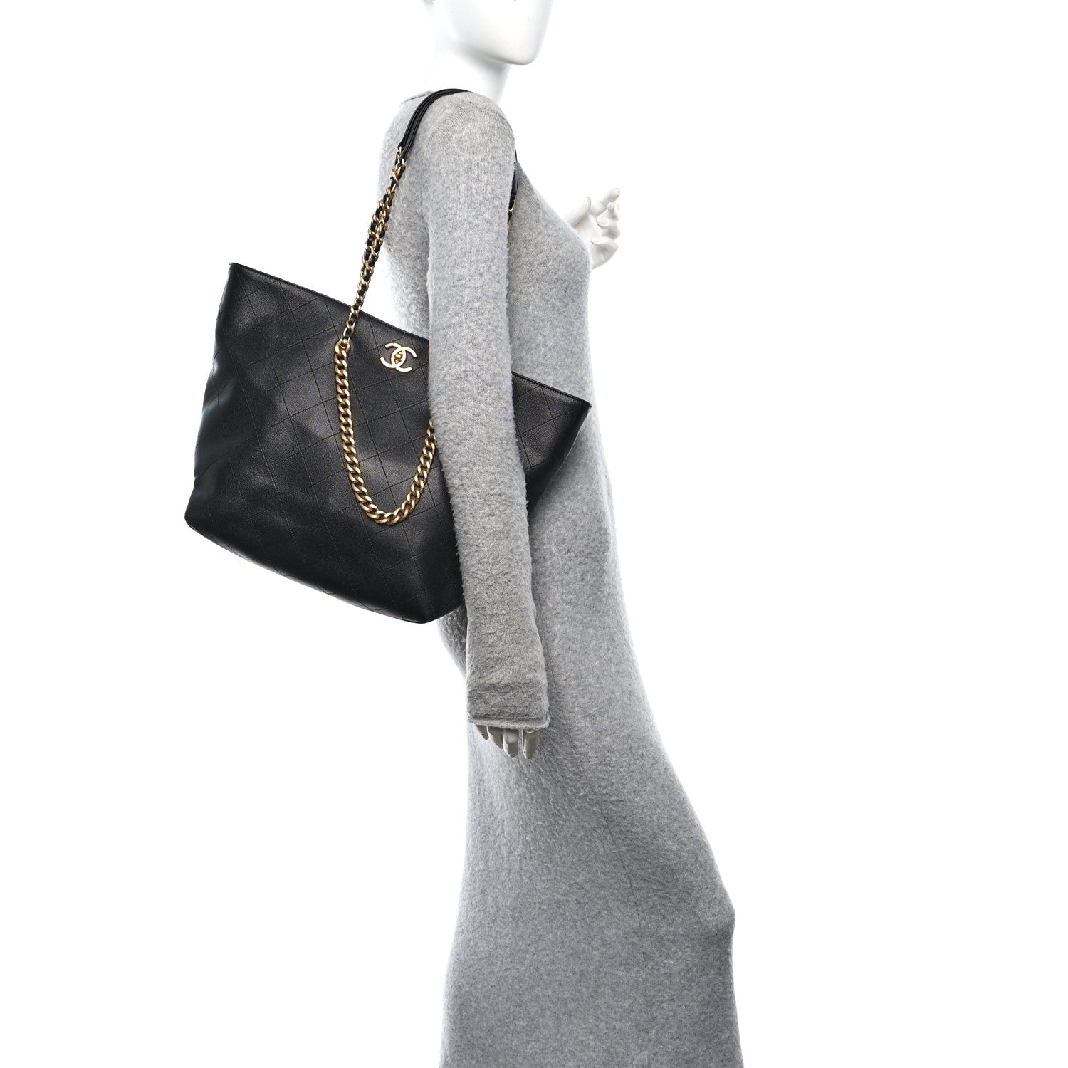 Chanel Shiny Caviar Stitched Softly Quilted Tote Black 2 of 11