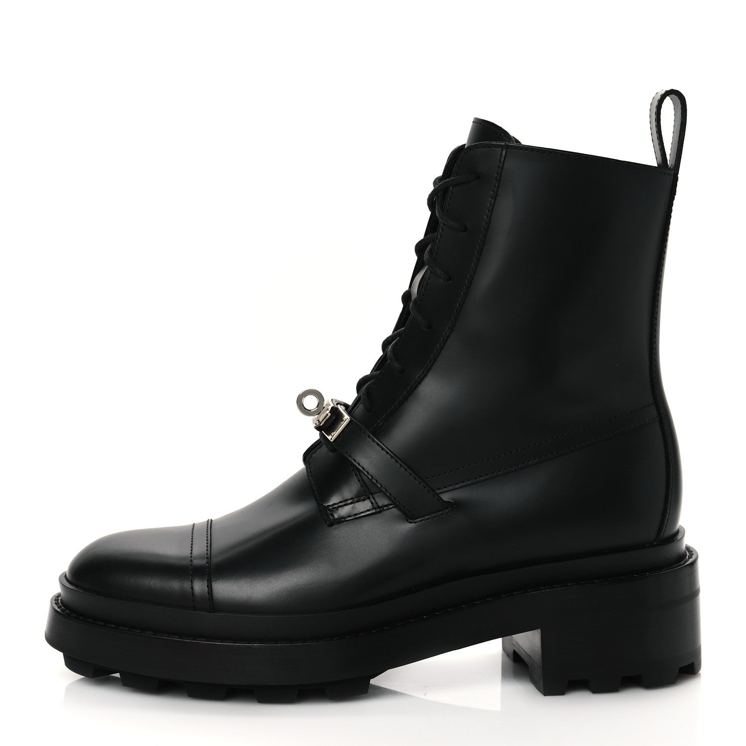 Hermes Glossed Calfskin Funk Ankle Boots 37.5 Black 1 of 10