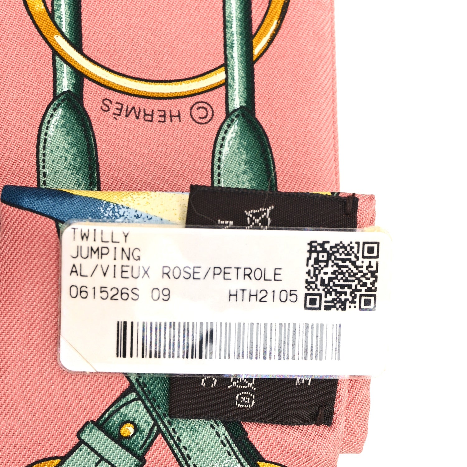 Hermes Silk Jumping Twilly Vieux Rose Petrole 3 of 3