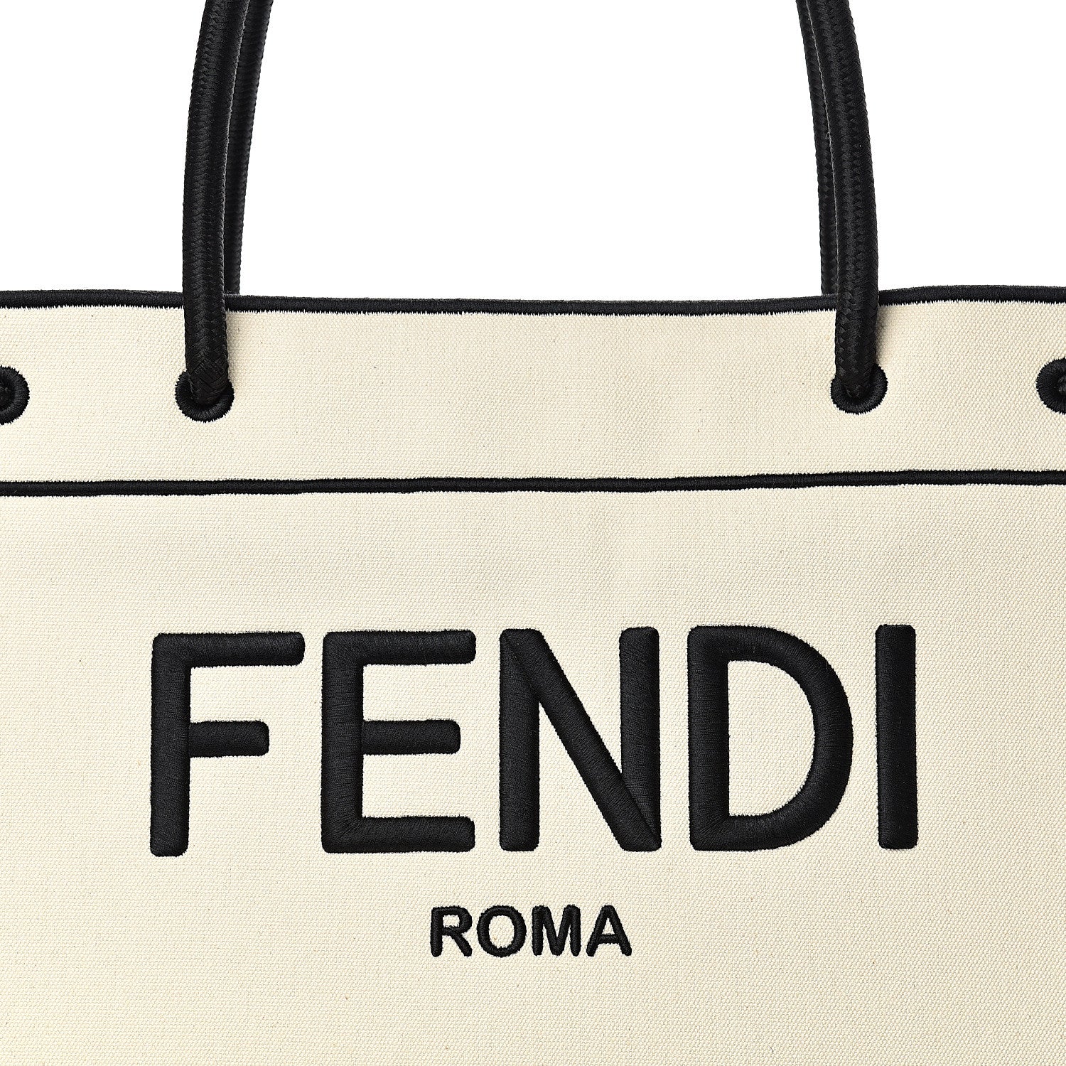 Fendi Canvas Logo Large Shopping Tote Grezzo Black 8 of 12