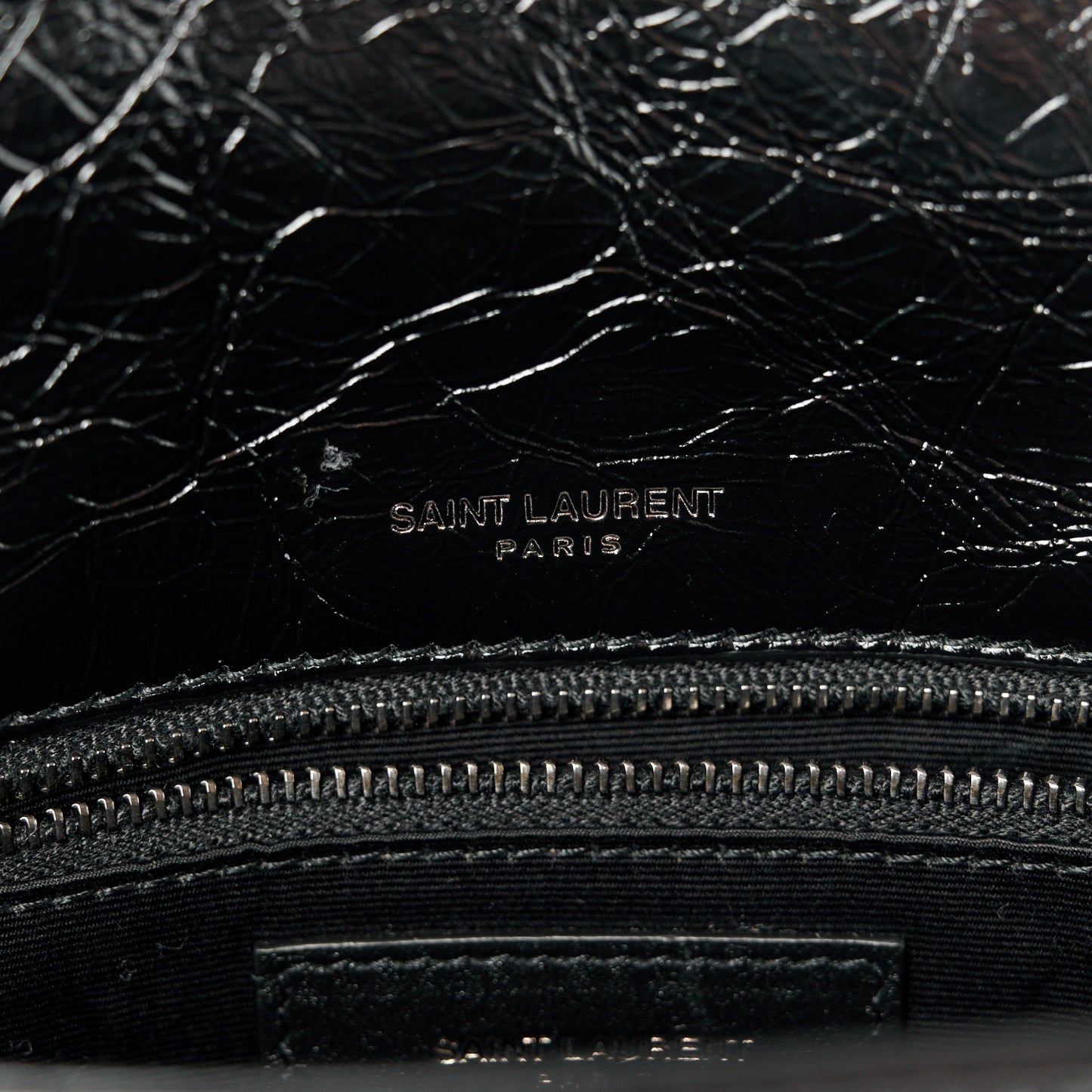 Crinkled Calfskin Matelasse Monogram Medium Niki Chain Satchel Black