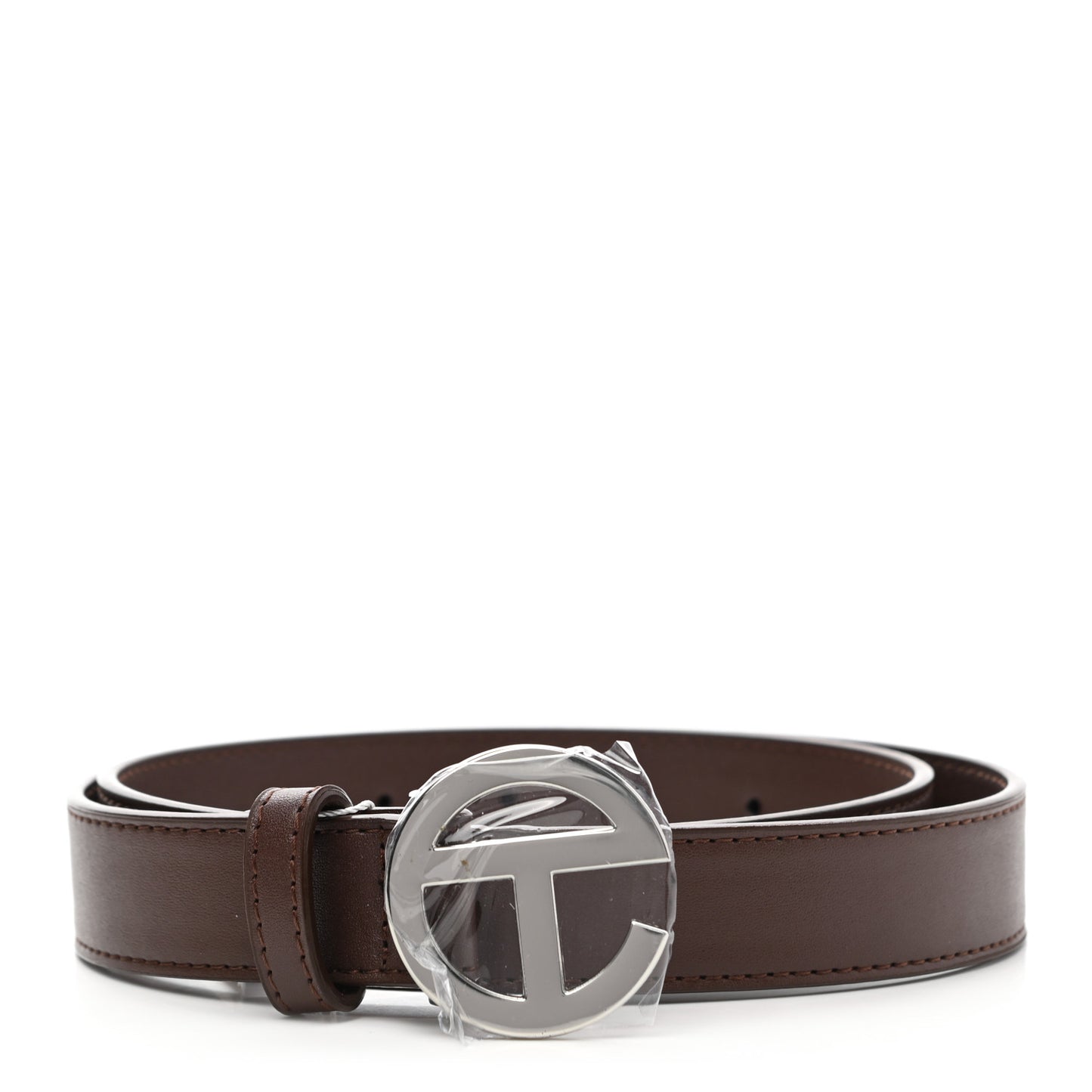 Vegan Leather Logo Belt Small Chocolate
