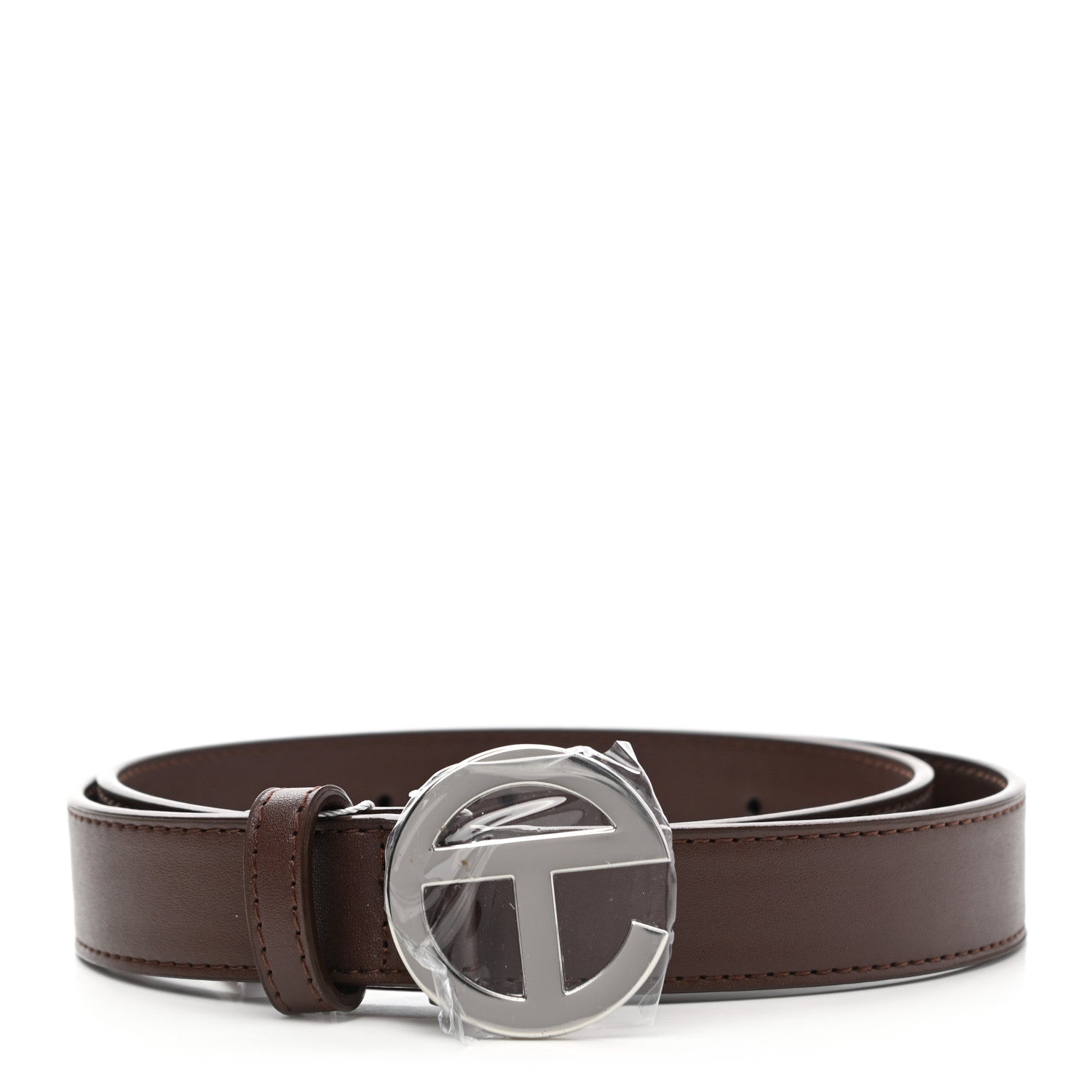 Telfar Vegan Leather Logo Belt Small Chocolate 1 of 7