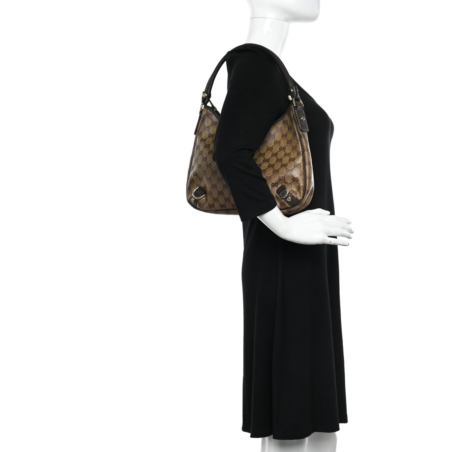 Crystal Monogram Medium Abbey D Ring Hobo Brown