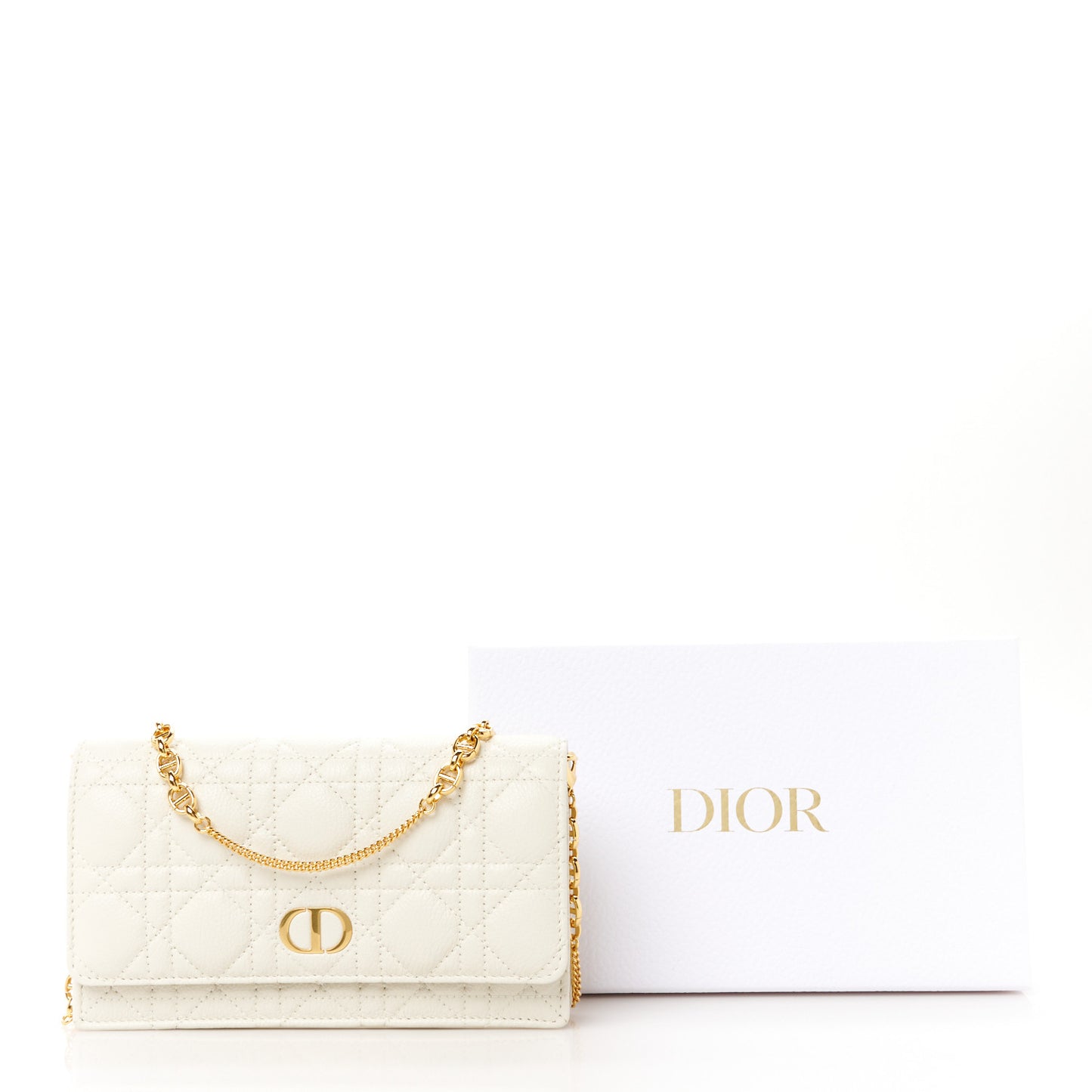 Supple Calfskin Caro Pouch with Chain Latte