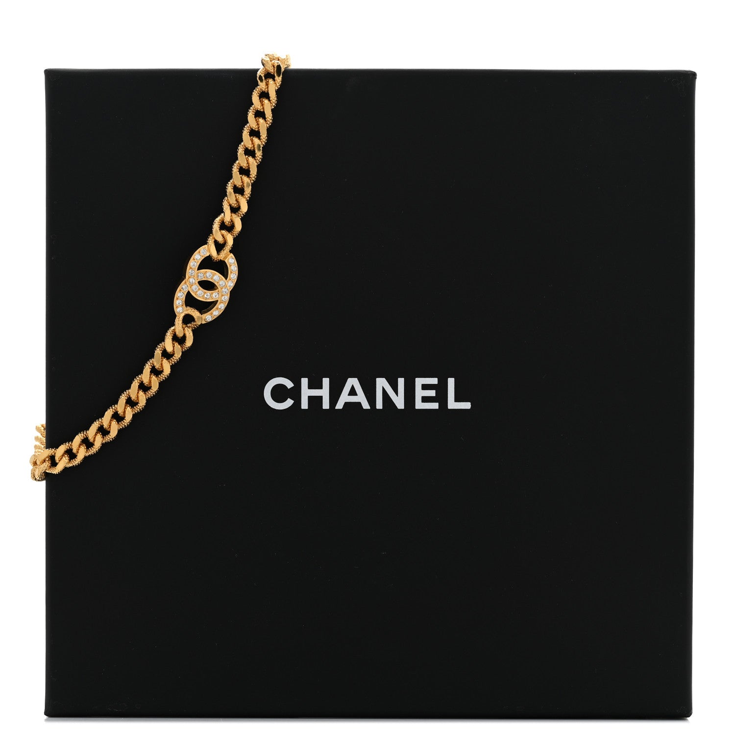 Chanel Crystal Chain Link CC Choker Necklace Gold 7 of 7