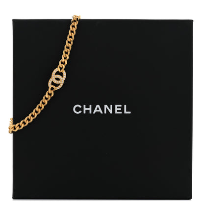 Chanel Crystal Chain Link CC Choker Necklace Gold 7 of 7