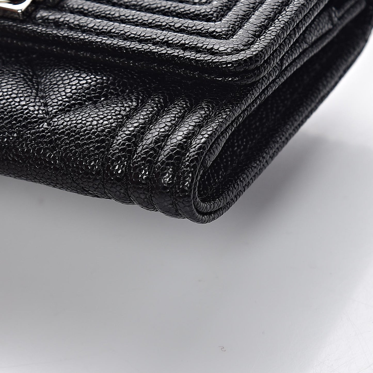 Caviar Quilted Boy Flap Card Holder Black