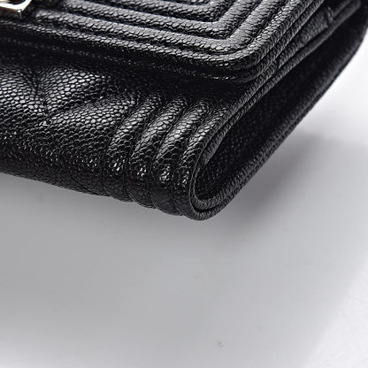 Chanel Caviar Quilted Boy Flap Card Holder Black 11 of 12