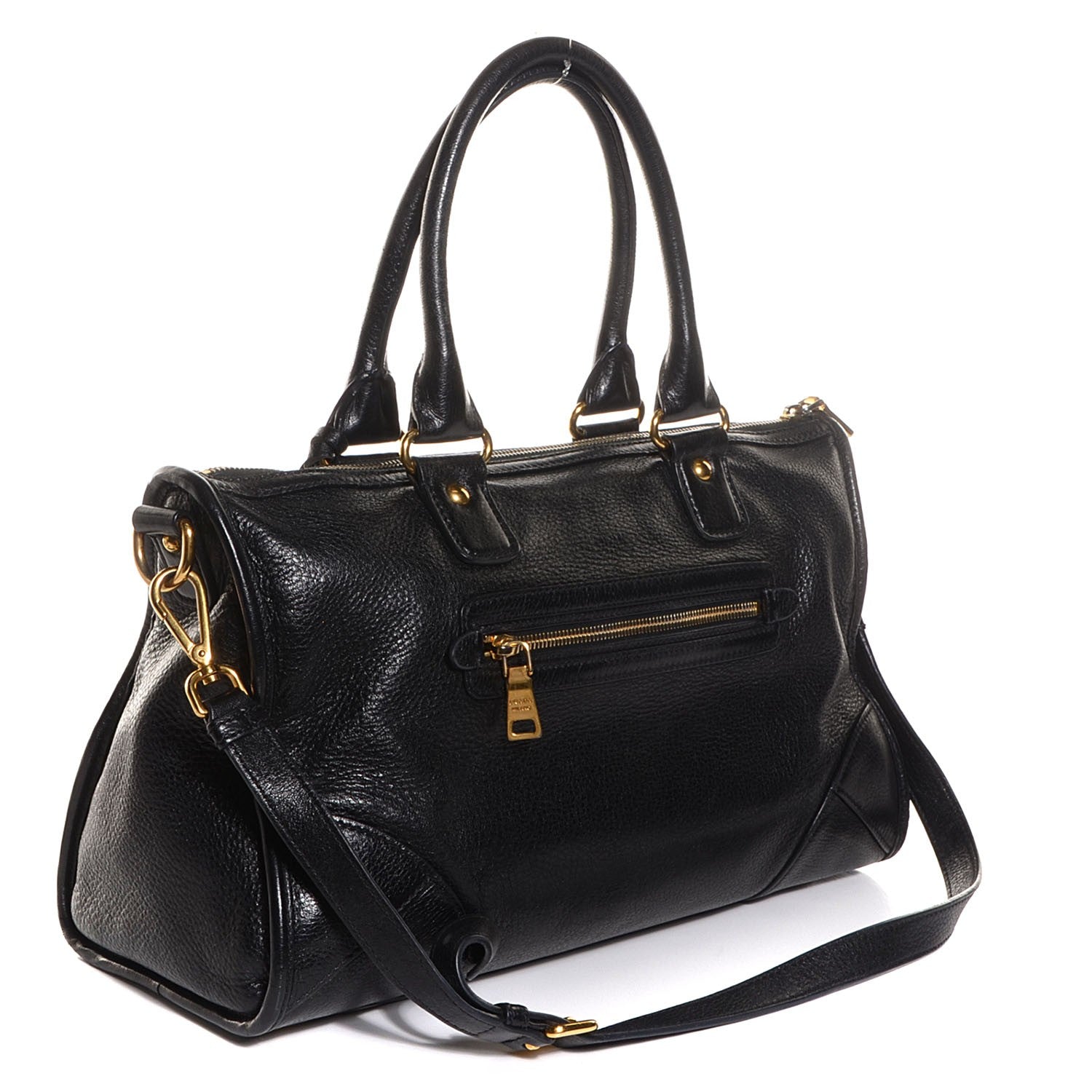 Prada Cervo Antik Shopping Satchel Black 5 of 11