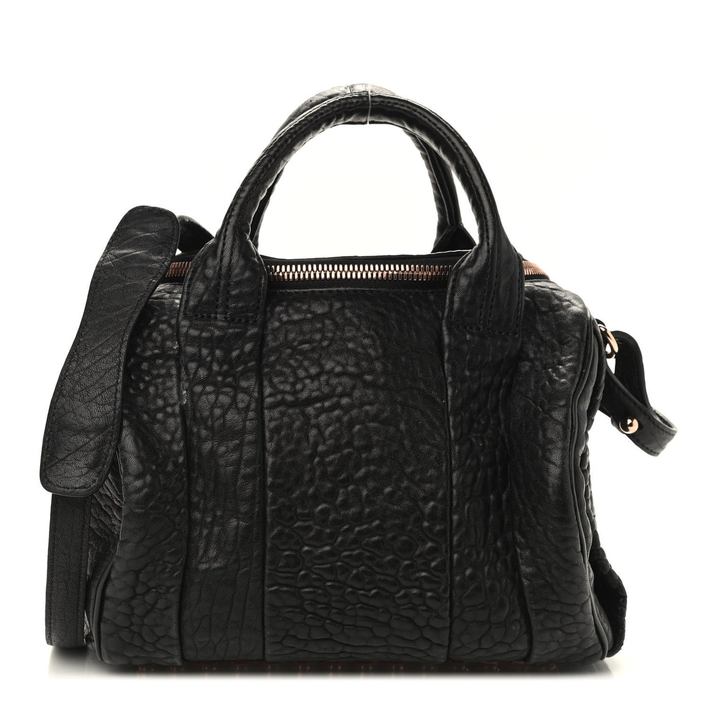 Pebbled Lambskin Rocco Black Rose Gold Hardware
