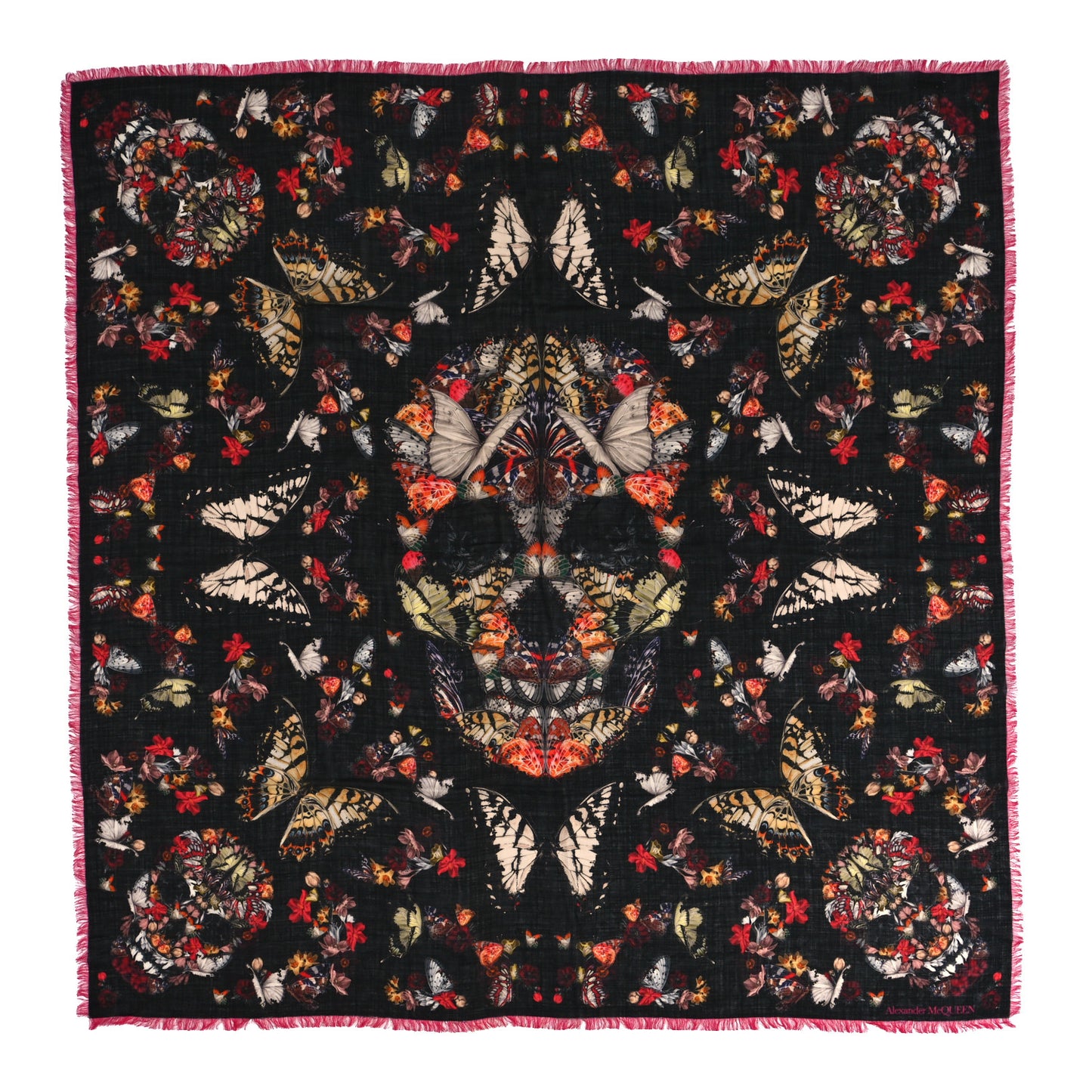 Silk Botanical Paisley Shawl Black