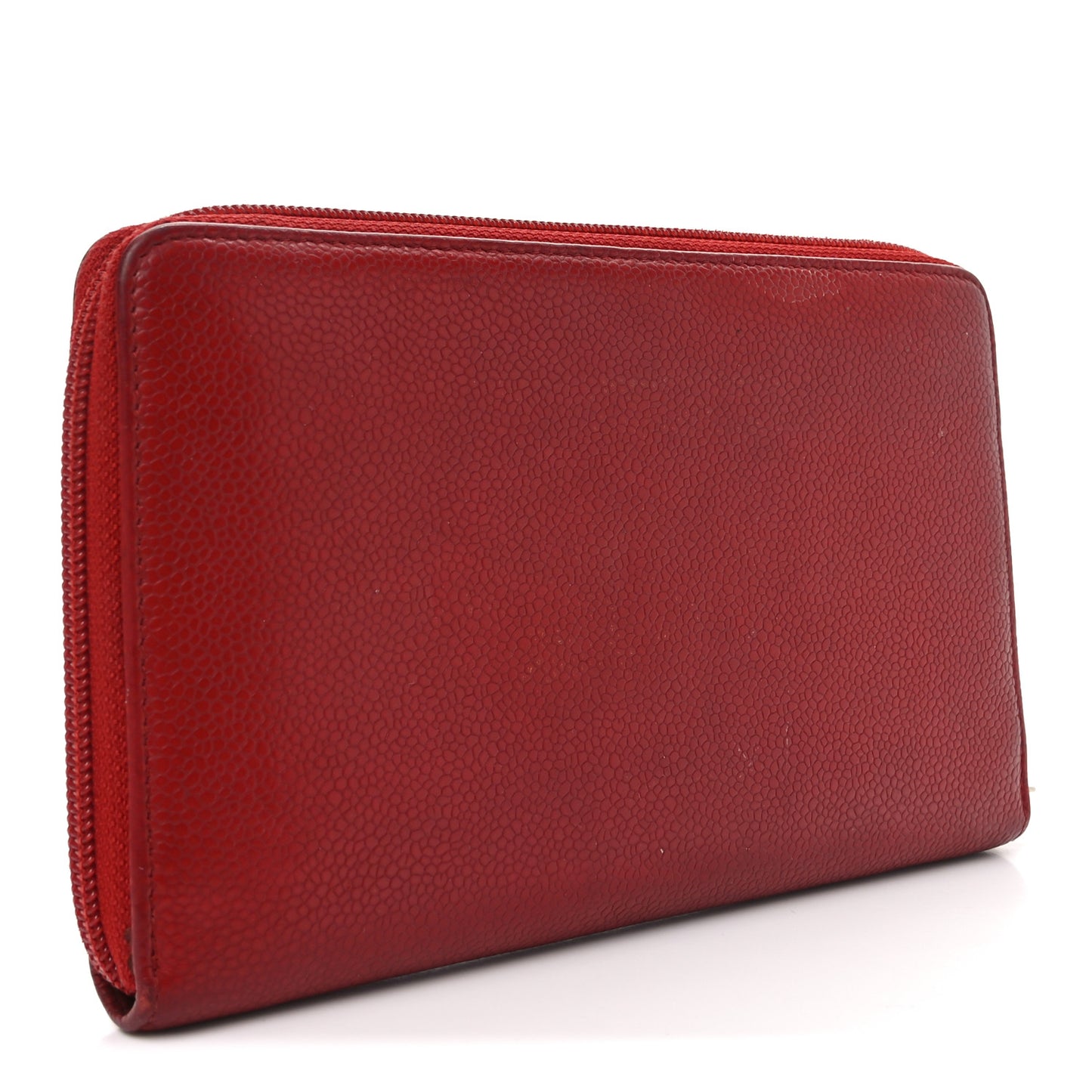 Caviar Large CC Timeless Zip Around Organizer Wallet Red