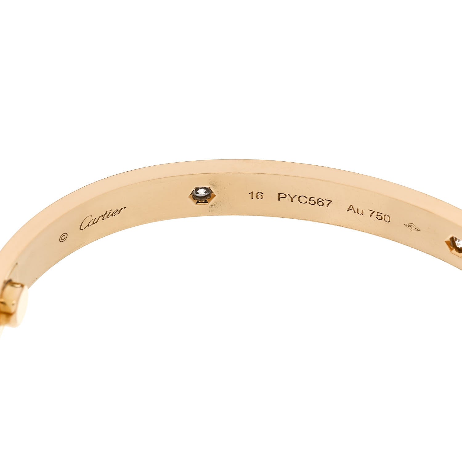 Cartier 18K Yellow Gold 4 Diamond LOVE Bracelet 16 4 of 5