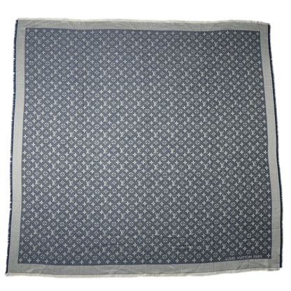 Louis Vuitton Silk Wool Monogram Denim Shawl Blue 3 of 5