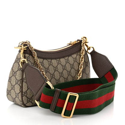 Gucci GG Supreme Monogram Textured Dollar Calfskin Web Small Ophidia GG Handbag Beige Ebony New Acero 3 of 10
