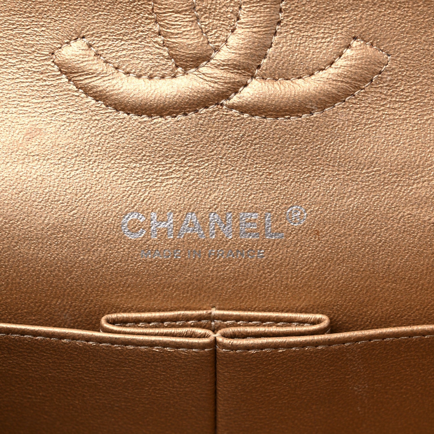 Chanel Metallic Washed Lambskin Quilted Medium Double Flap Dark Gold Black 6 of 18