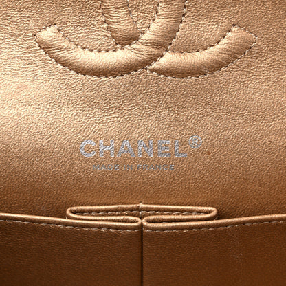 Chanel Metallic Washed Lambskin Quilted Medium Double Flap Dark Gold Black 6 of 18
